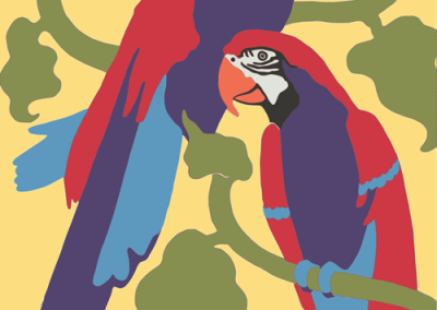 Plumed Partners Parrot Art Print
